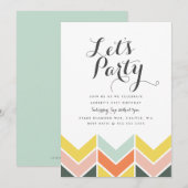 Cheerful Chevron Birthday Invite Kaart (Voorkant / Achterkant)