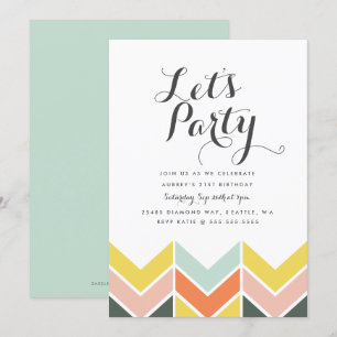 Cheerful Chevron Birthday Invite Kaart