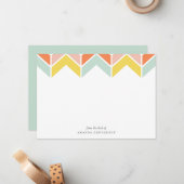 Cheerful Chevron Stationery Notitiekaartje (Voorkant / Achterkant in situ)