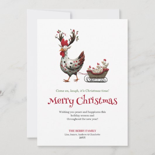 Cheerful Chickens Quirky Christmas Greeting Card Feestdagenkaart (Voorkant)