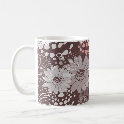 Cheerful chocolate Bohemian floral mug Koffiemok (Links)