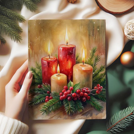 Cheerful Christmas candle rice paper vintage charm Tissuepapier