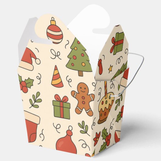 Cheerful Christmas Doodle Pattern Bedankdoosjes (Geopend)