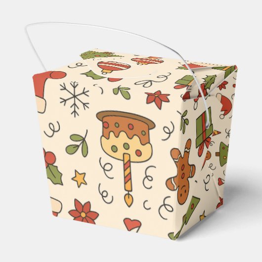 Cheerful Christmas Doodle Pattern Bedankdoosjes (Achterkant)