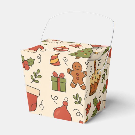 Cheerful Christmas Doodle Pattern Bedankdoosjes (Voorkant Zijde)