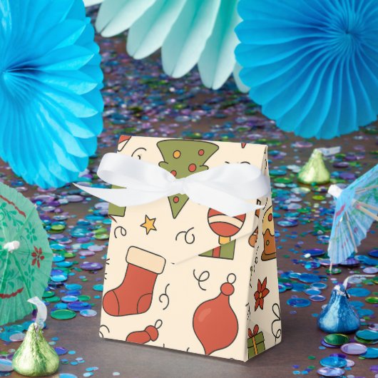 Cheerful Christmas Doodle Pattern Bedankdoosjes (Feest)