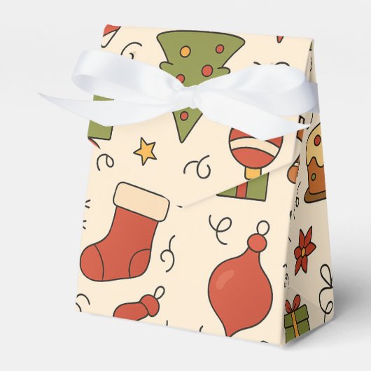 Cheerful Christmas Doodle Pattern Bedankdoosjes (Voorkant Zijde)