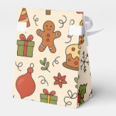 Cheerful Christmas Doodle Pattern Bedankdoosjes (Achterkant)