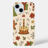 Cheerful Christmas Doodle Pattern Case-Mate iPhone Case (Achterkant)