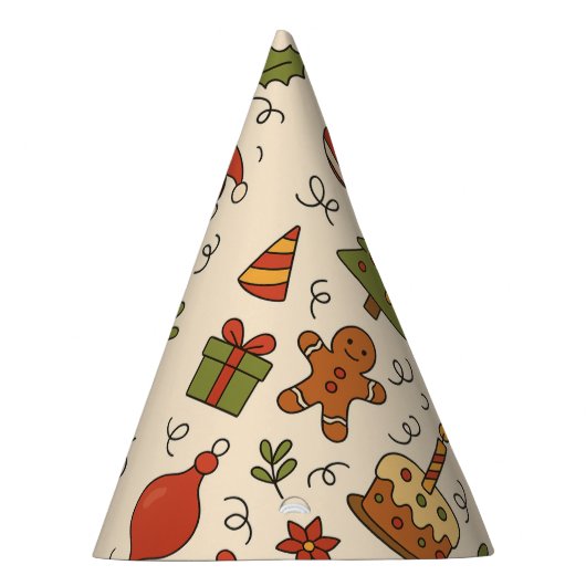 Cheerful Christmas Doodle Pattern Feesthoedjes (Rechts)