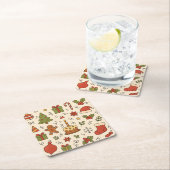 Cheerful Christmas Doodle Pattern Kartonnen Onderzetters (Insitu)