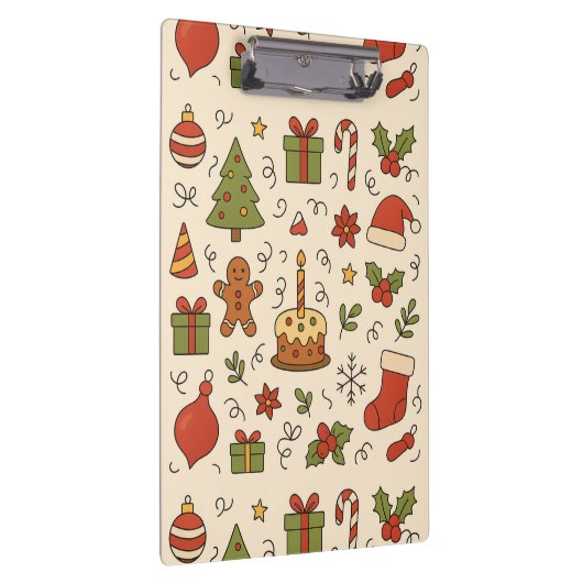 Cheerful Christmas Doodle Pattern Klembord (Rechts)