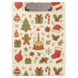 Cheerful Christmas Doodle Pattern Klembord