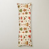 Cheerful Christmas Doodle Pattern Lichaamskussen (Achterkant (Verticaal))