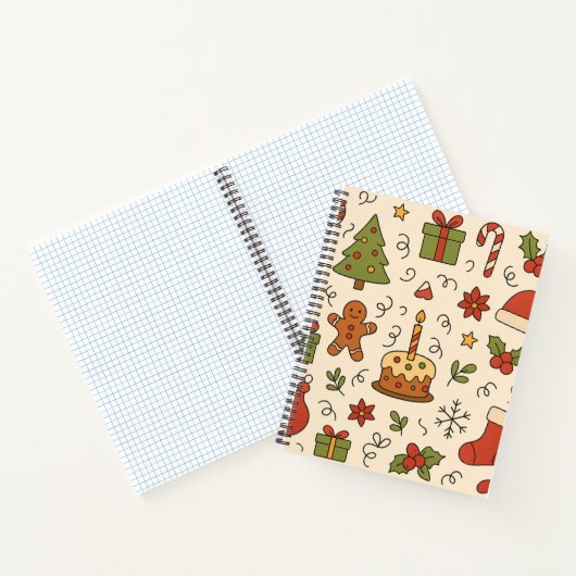 Cheerful Christmas Doodle Pattern Notitieboek (Binnen)
