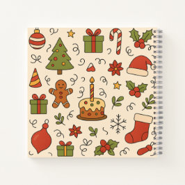 Cheerful Christmas Doodle Pattern Notitieboek