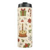 Cheerful Christmas Doodle Pattern Thermosbeker (Voorkant)