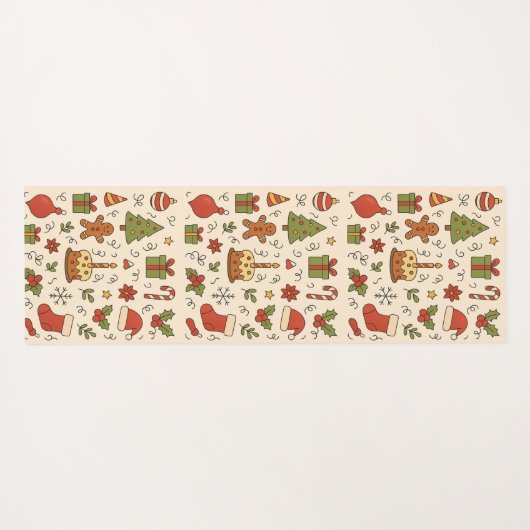Cheerful Christmas Doodle Pattern Yogamat (Achterkant (horizontaal))
