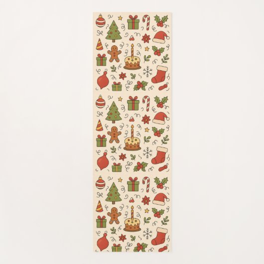 Cheerful Christmas Doodle Pattern Yogamat (Voorkant)