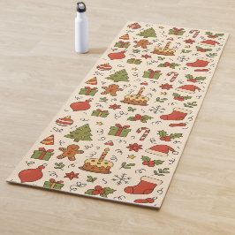 Cheerful Christmas Doodle Pattern Yogamat