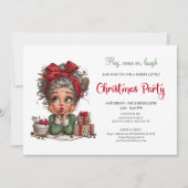 Cheerful Christmas Grandma Comic Party Invitation Kaart (Voorkant)