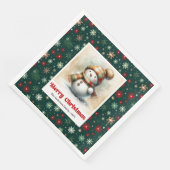 Cheerful Christmas Snowman Napkins Custom Name  Servet (Hoek)