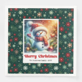 Cheerful Christmas snowman with snowflakes kids  Servet (Voorkant)