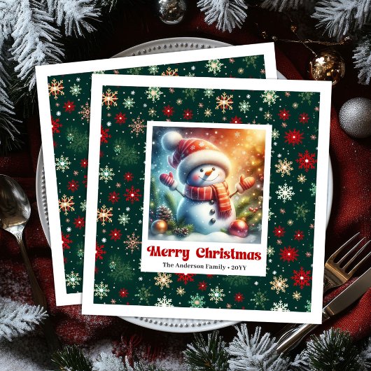 Cheerful Christmas snowman with snowflakes kids  Servet