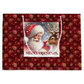 Cheerful Classic Santa and Red Nose Rudolph Bag Groot Cadeauzakje (Voorkant)