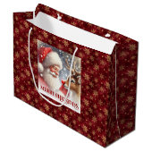 Cheerful Classic Santa and Red Nose Rudolph Bag Groot Cadeauzakje (Voorkant Gekanteld)