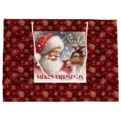 Cheerful Classic Santa and Red Nose Rudolph Bag Groot Cadeauzakje (Achterkant)