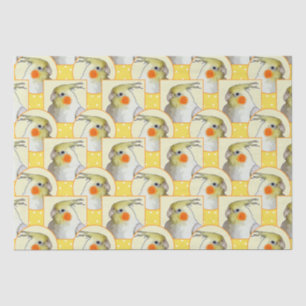 Cheerful Cockatiel Happy Yellow Bird Pattern Fun Tissuepapier