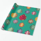 Cheerful Colorful Kerstversieringen Cadeaupapier (Uitgerold)