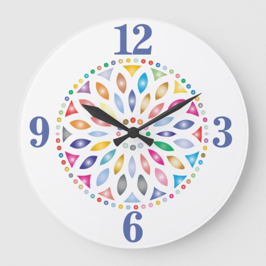 Cheerful Colorful Mandala Design Grote Klok (Voorkant)