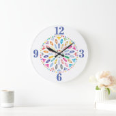 Cheerful Colorful Mandala Design Grote Klok (Huis)