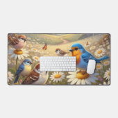 Cheerful Colorful Spring Birds Design Bureaumat (Keyboard & Muis)