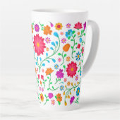 Cheerful colourful folk art pattern  latte mok (Rechterhoek)