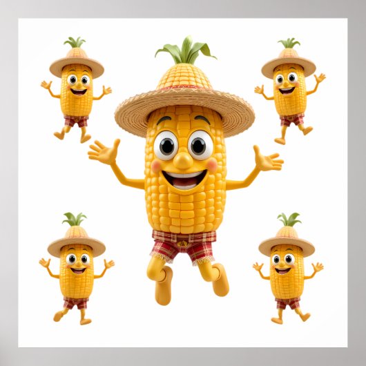  Cheerful Corn Characters Celebrating Life Poster (Voorkant)