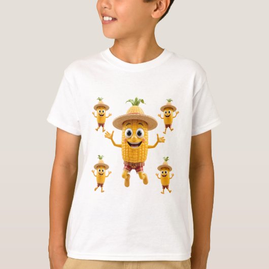  Cheerful Corn Characters Celebrating Life T-shirt (Voorkant)