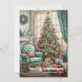 Cheerful cozy Christmas interior rustic red green Feestdagenkaart (Voorkant)