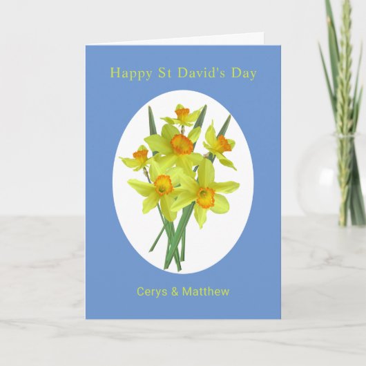 Cheerful Daffodils St David's Day Personalized Kaart (Voorkant)
