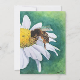 Cheerful daisy and bee blank card kaart