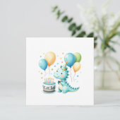 Cheerful Dinosaur Birthday Card Feestdagenkaart (Staand voorkant)