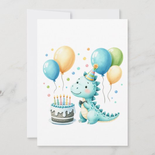 Cheerful Dinosaur Birthday Card Feestdagenkaart (Voorkant)