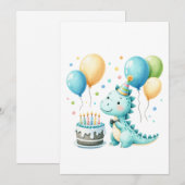 Cheerful Dinosaur Birthday Card Feestdagenkaart (Voorkant / Achterkant)