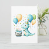 Cheerful Dinosaur Birthday Card Feestdagenkaart (Staand voorkant)