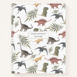 Cheerful Dinosaur Pattern Personalized Journal Notitieboek