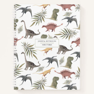 Cheerful Dinosaur Pattern Personalized Journal Notitieboek