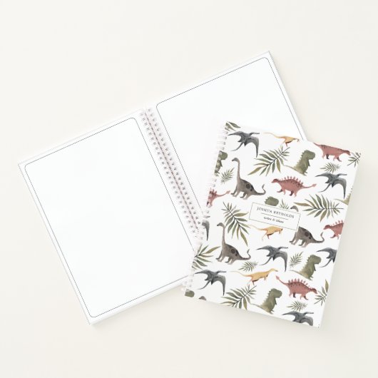 Cheerful Dinosaur Pattern Personalized Journal Notitieboek (Binnen)