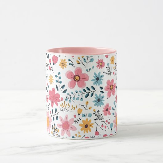 Cheerful Ditsy Wildflower Meadow Mok (Midden)